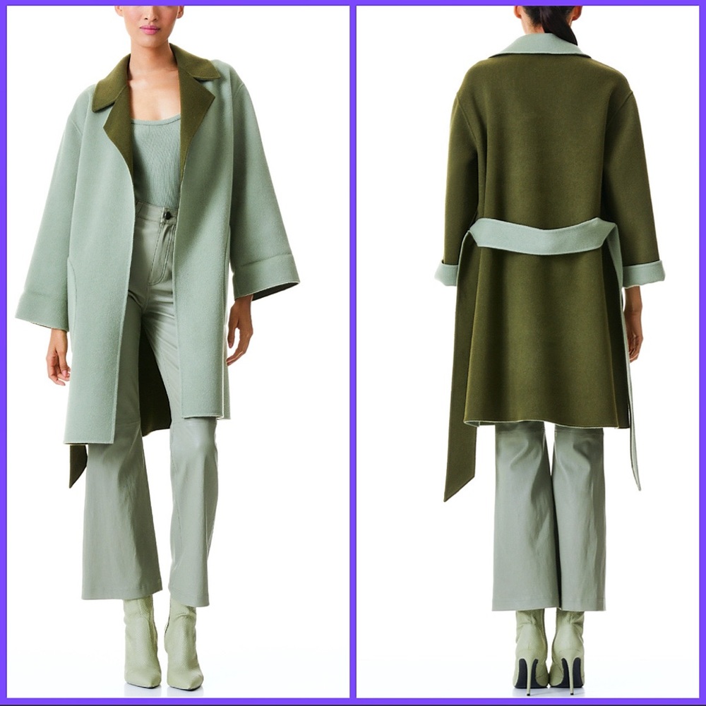 Alice + Olivia Tomiko Gorgeous Reversible Cashmere & Wool Blend Long Coat - Picture 4 of 16